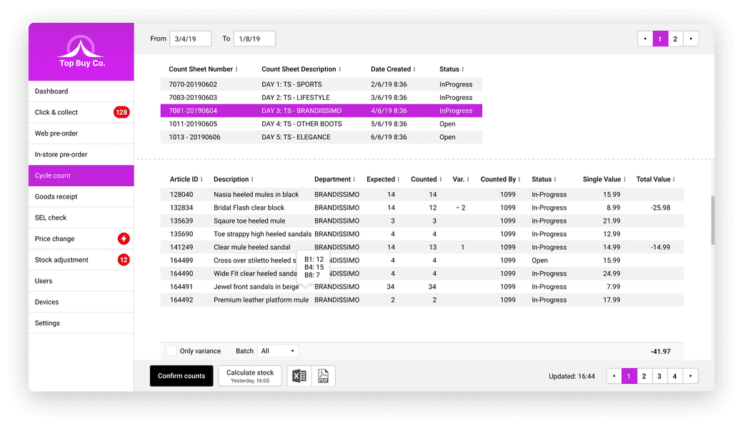 Pinwheel Counter Inventory Get a clear visibility of stock movements and react quicker to supply ...